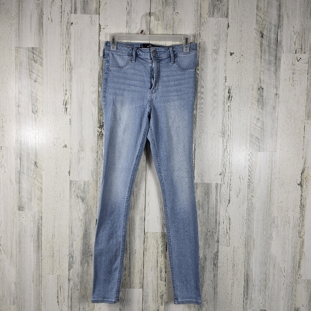 Hollister high rise jean jeggings light wash skinny juniors size 5 long